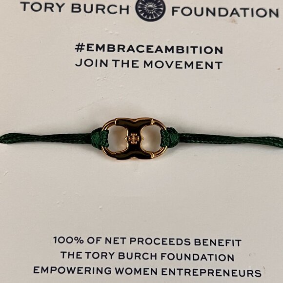 Tory Burch Women Empowerment Bracelet Kelly Green and Gold - Picture 2 of 7